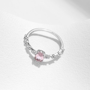 925 Sterling Silver Pink Sparkle Zircon Band Ring 70200292