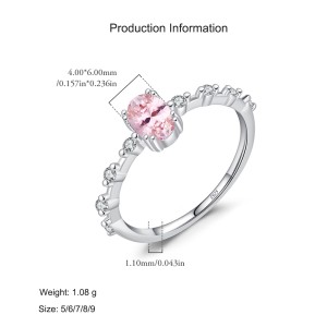 925 Sterling Silver Pink Sparkle Zircon Band Ring 70200292