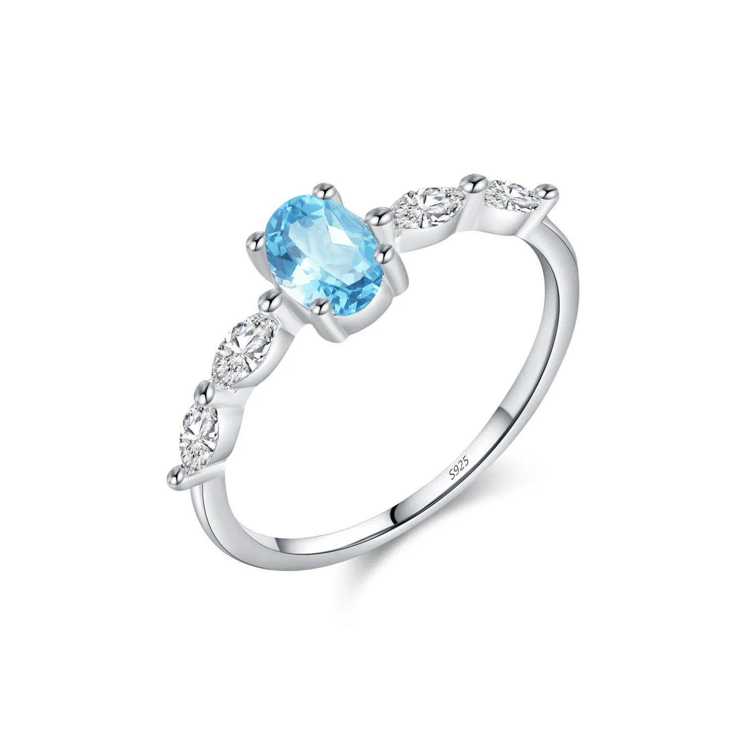 925 Sterling Silver Blue Oval Crystal Ring 70200293 925 Sterling Silver Blue Oval Crystal Ring 70200293