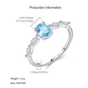 925 Sterling Silver Blue Oval Crystal Ring 70200293 925 Sterling Silver Blue Oval Crystal Ring 70200293