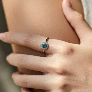 925 Sterling Silver Paraiba-Color Gemstone Ring 70200295