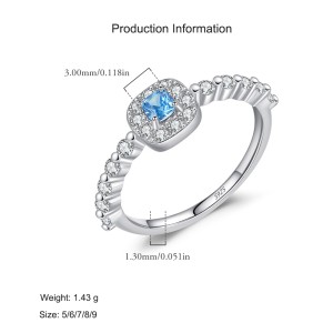 925 Sterling Silver Cushion-Cut Crystal Ring 70200297