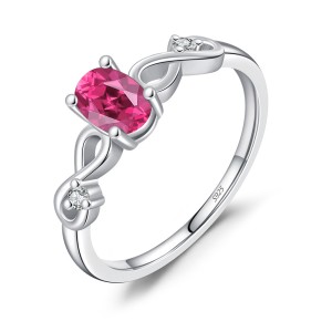 925 Sterling Silver Vintage Ruby-Red Crystal Ring 70200298