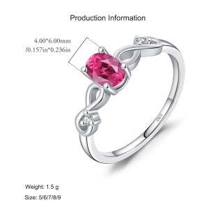 925 Sterling Silver Vintage Ruby-Red Crystal Ring 70200298