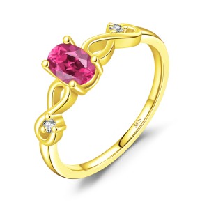 925 Sterling Silver Vintage Ruby-Red Crystal Ring 70200298