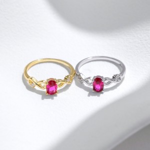 925 Sterling Silver Vintage Ruby-Red Crystal Ring 70200298