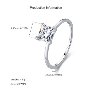 925 Sterling Silver Princess Cut Solitaire Engagement Ring 70200301