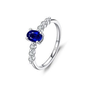 925 Sterling Silver Oval Simulated Sapphire Ring 70200303 925 Sterling Silver Oval Simulated Sapphire Ring 70200303