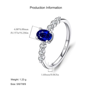 925 Sterling Silver Oval Simulated Sapphire Ring 70200303 925 Sterling Silver Oval Simulated Sapphire Ring 70200303