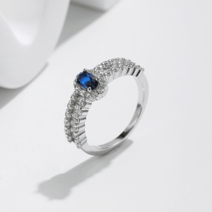 925 Sterling Silver Oval Simulated Sapphire Halo Ring 70200305 925 Sterling Silver Oval Simulated Sapphire Halo Ring 70200305