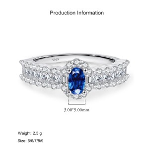 925 Sterling Silver Oval Simulated Sapphire Halo Ring 70200305 925 Sterling Silver Oval Simulated Sapphire Halo Ring 70200305