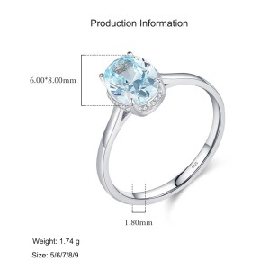 925 Sterling Silver Aquamarine CZ Solitaire Ring 70200306