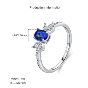 925 Sterling Silver Vintage Blue Sapphire CZ Ring 70200308