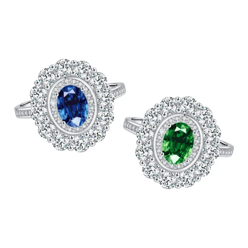 925 Sterling Silver Vintage Halo Zircon Ring 70200309