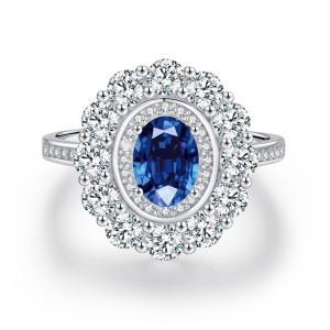 925 Sterling Silver Vintage Halo Zircon Ring 70200309 925 Sterling Silver Vintage Halo Zircon Ring 70200309