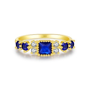 925 Sterling Silver Vintage Blue Sapphire Ring 70200310