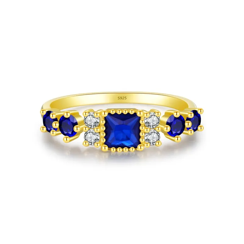 925 Sterling Silver Vintage Blue Sapphire Ring 70200310