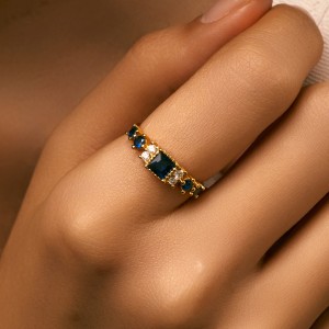 925 Sterling Silver Vintage Blue Sapphire Ring 70200310