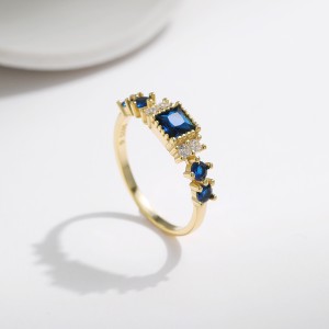 925 Sterling Silver Vintage Blue Sapphire Ring 70200310