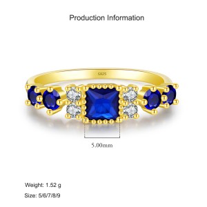 925 Sterling Silver Vintage Blue Sapphire Ring 70200310