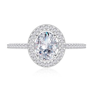 925 Sterling Silver Oval Zircon Moissanite Engagement Ring 70200315