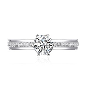 925 Sterling Silver Zircon Moissanite Engagement Ring 70200316