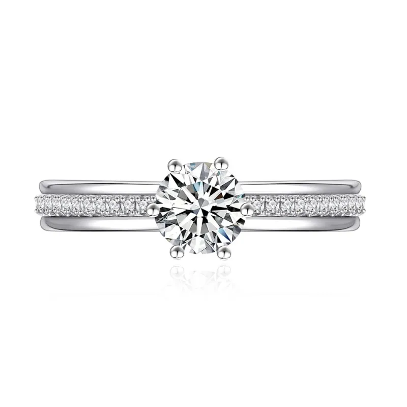 925 Sterling Silver Zircon Moissanite Engagement Ring 70200316