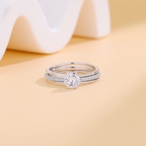 925 Sterling Silver Zircon Moissanite Engagement Ring 70200316