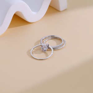 925 Sterling Silver Zircon Moissanite Engagement Ring 70200316