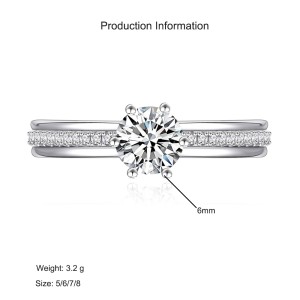 925 Sterling Silver Zircon Moissanite Engagement Ring 70200316
