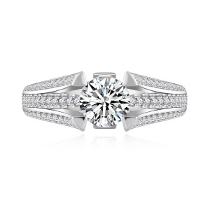 925 Sterling Silver Moissanite Zircon Engagement Ring 70200317