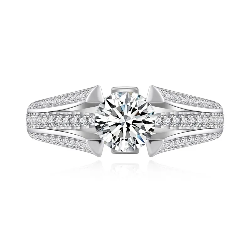 925 Sterling Silver Moissanite Zircon Engagement Ring 70200317