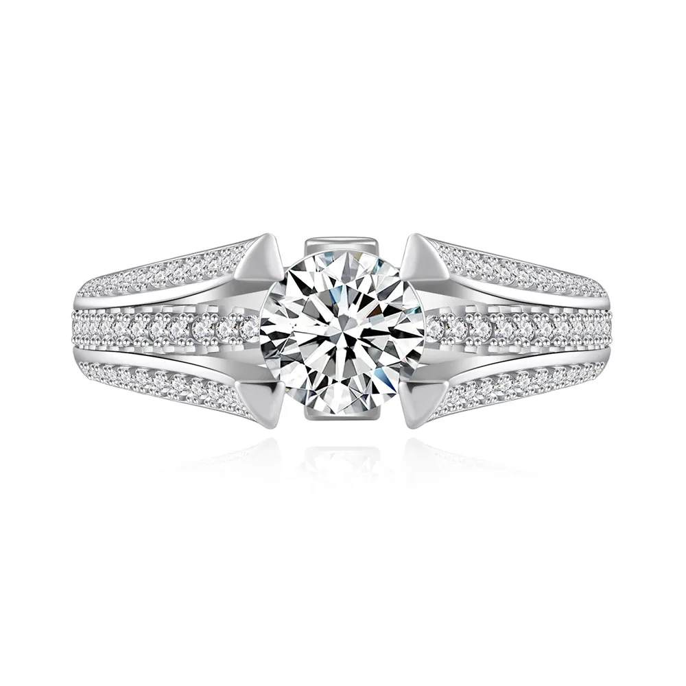 925 Sterling Silver Moissanite Zircon Engagement Ring 70200317