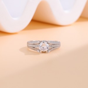 925 Sterling Silver Moissanite Zircon Engagement Ring 70200317
