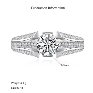 925 Sterling Silver Moissanite Zircon Engagement Ring 70200317