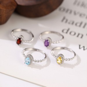 925 Sterling Silver Natural Gemstone Ring 70200318
