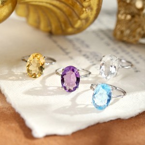 925 Sterling Silver Natural Gemstone Statement Ring 70200319