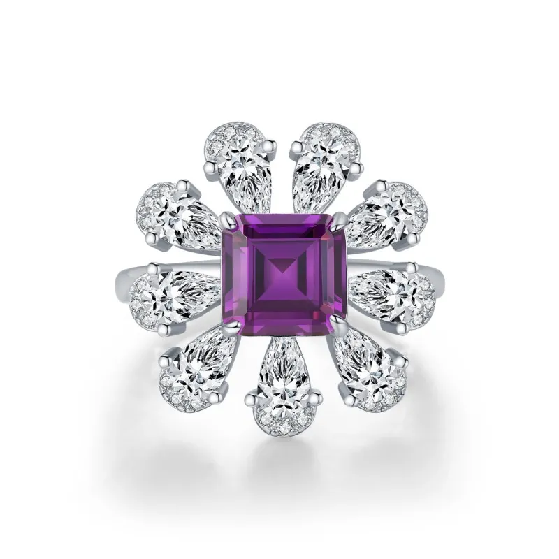 925 Sterling Silver Violet Zircon Cocktail Ring 70200320