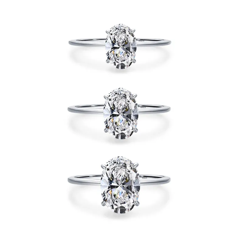 925 Sterling Silver Oval-Cut CZ Solitaire Ring 70200321