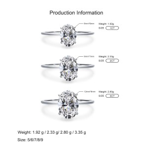 925 Sterling Silver Oval-Cut CZ Solitaire Ring 70200321