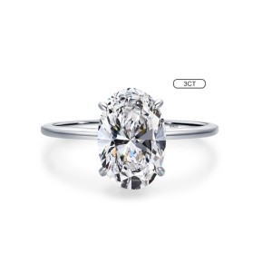 925 Sterling Silver Oval-Cut CZ Solitaire Ring 70200321