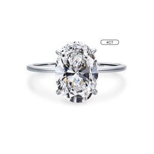 925 Sterling Silver Oval-Cut CZ Solitaire Ring 70200321