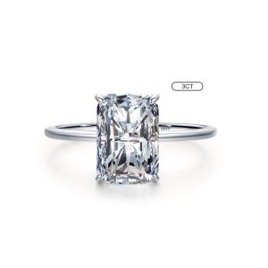 925 Sterling Silver Rectangle Radiant-Cut CZ Solitaire Ring 70200322