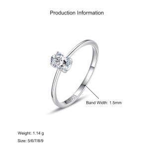 925 Sterling Silver Minimalist Four-Prong Oval CZ Solitaire Ring 70200323 925 Sterling Silver Minimalist Four-Prong Oval CZ Solitaire Ring 70200323
