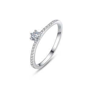925 Sterling Silver Minimalist Micro-Pavé Solitaire CZ Band Ring 70200324 925 Sterling Silver Minimalist Micro-Pavé Solitaire CZ Band Ring 70200324