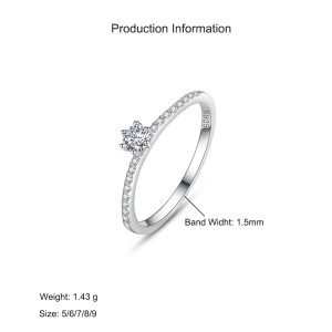 925 Sterling Silver Minimalist Micro-Pavé Solitaire CZ Band Ring 70200324 925 Sterling Silver Minimalist Micro-Pavé Solitaire CZ Band Ring 70200324