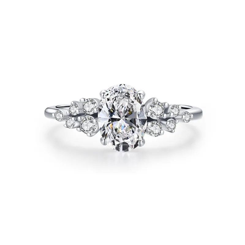 925 Sterling Silver Vintage-Inspired Oval Cut CZ Ring 70200325