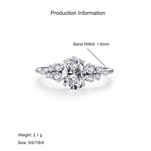 925 Sterling Silver Vintage-Inspired Oval Cut CZ Ring 70200325