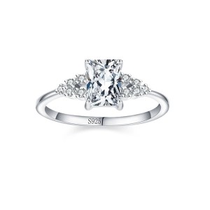 925 Sterling Silver Rectangular Emerald-Cut CZ Solitaire Ring 70200326 925 Sterling Silver Rectangular Emerald-Cut CZ Solitaire Ring 70200326