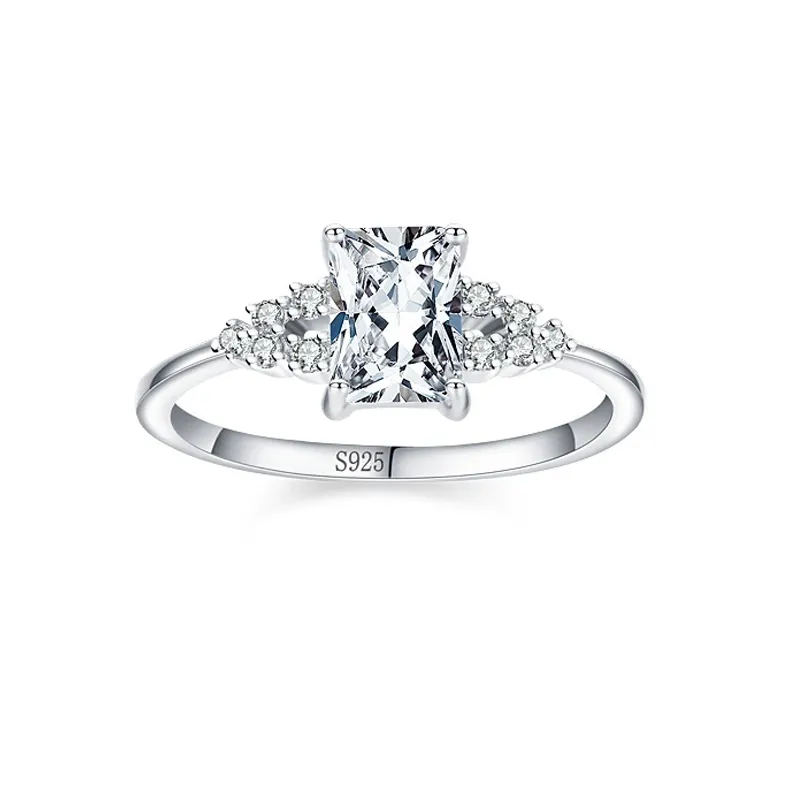 925 Sterling Silver Rectangular Emerald-Cut CZ Solitaire Ring 70200326 925 Sterling Silver Rectangular Emerald-Cut CZ Solitaire Ring 70200326